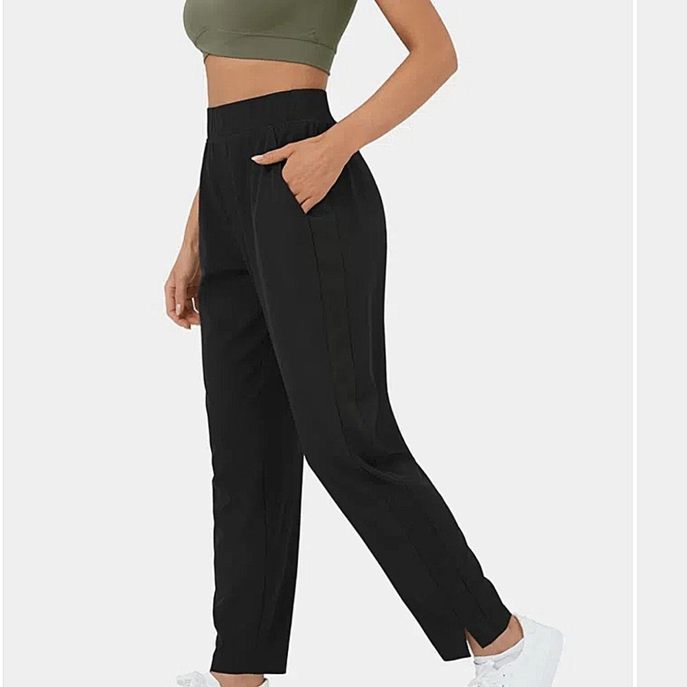 Halara pants ribbed zipper pockets split ankle pull on mid rise sz XL NEW